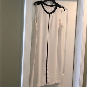off white dress with black piping